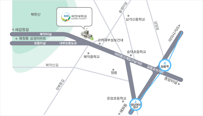 서울시 성북구 정릉로 77 국민대학교 휘랑관 101호